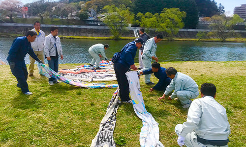 「広瀬川で遊ぼう」会場の設営